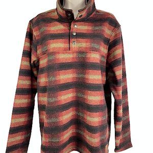 Men Size Small JOHN WAYNE Rust Black PLAID Soft Wooly Fleece 1/4 Snap Pullover!